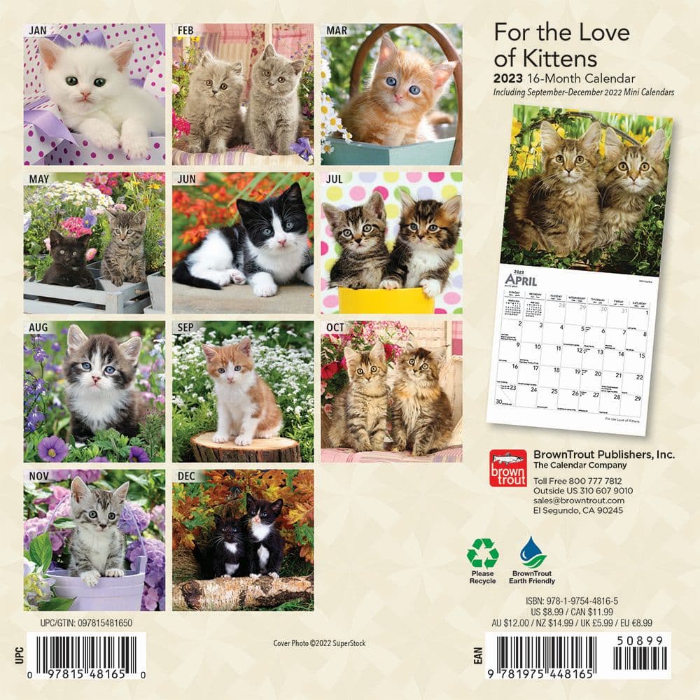 Kittens For the Love of 2023 Mini Calendar - Calendars.com