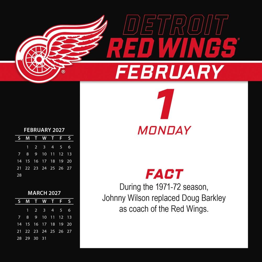 NHL Detroit Red Wings 2027 Desk Calendar Third Alternate Image