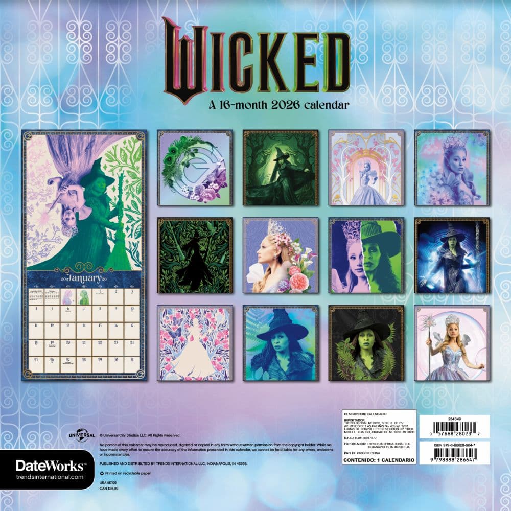 Wicked Movie 2026 Wall Calendar First Alternate Image