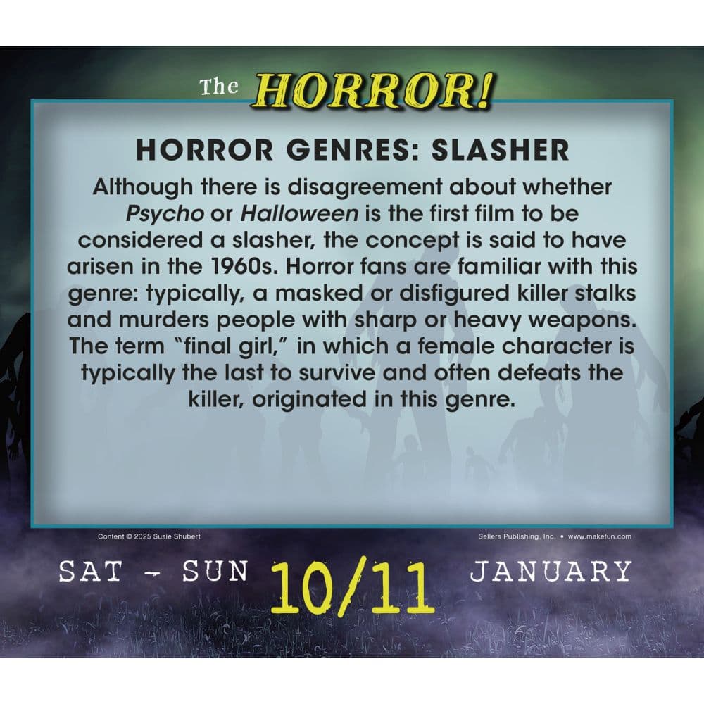 The Horror Terrifying Trivia for Fright Fanatics 2026 Desk Calendar Second Alternate Image