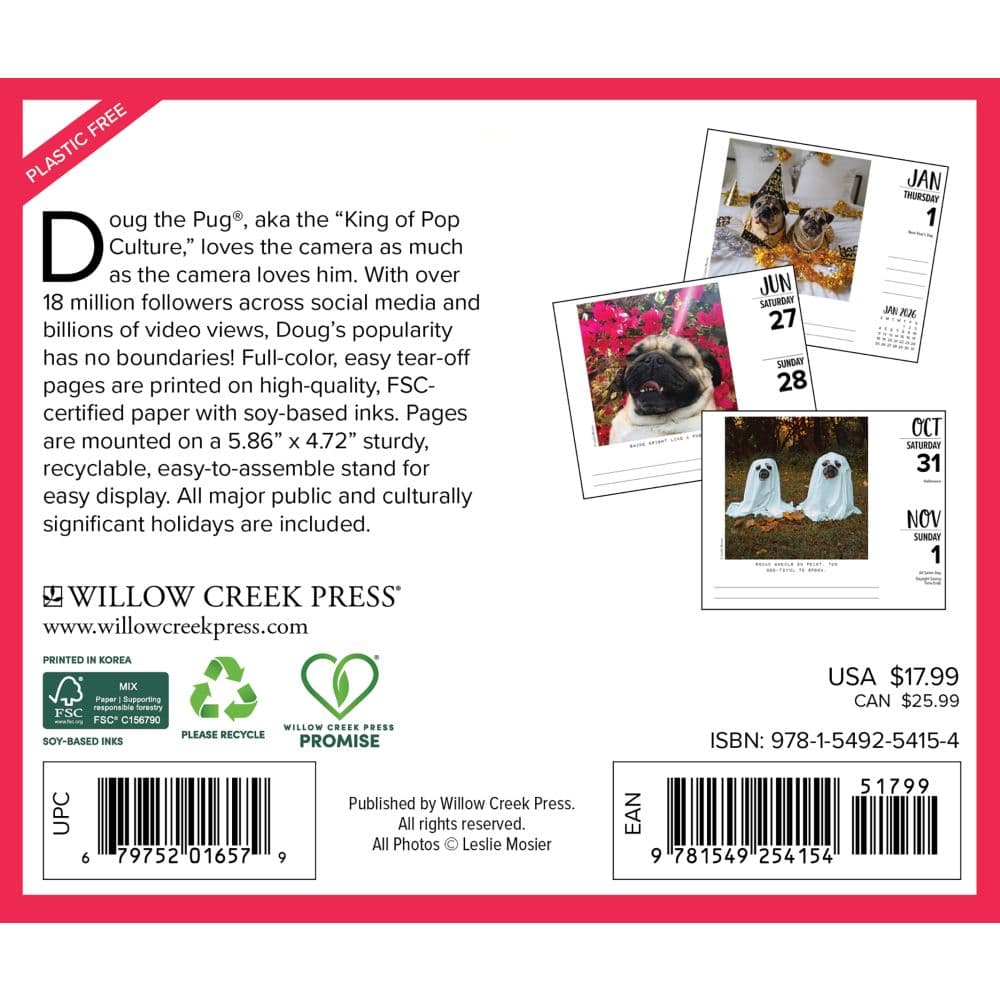Doug the Pug 2026 Desk Calendar First Alternate Image