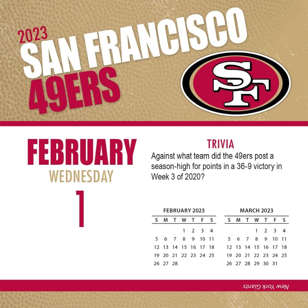 San Francisco 49ers 2023 Desk Calendar Calendars