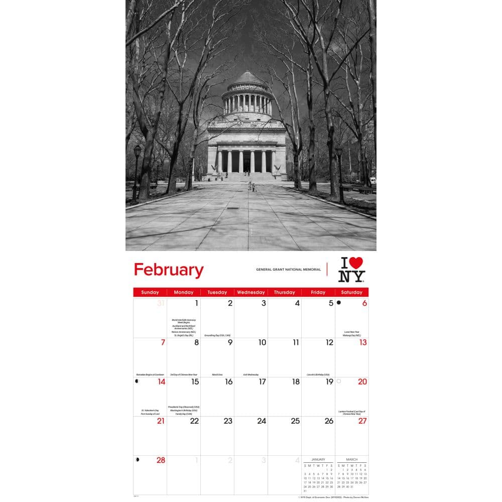 I Love NY Black and White 2027 Wall Calendar Second Alternate Image