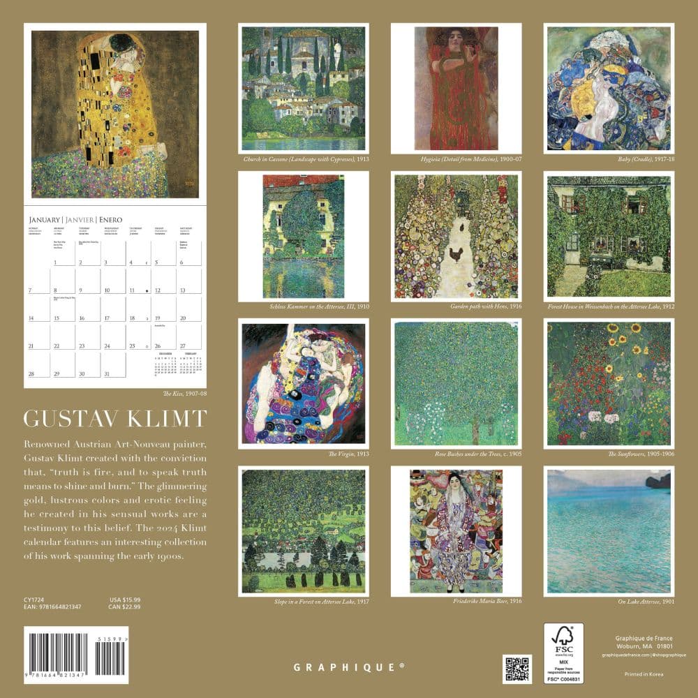 Klimt 2024 Wall Calendar Alternate Image 1