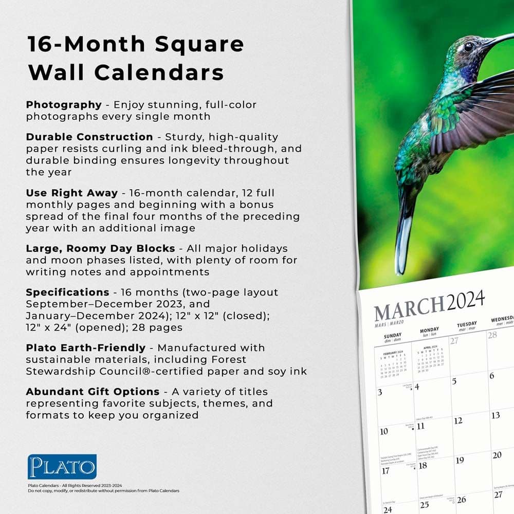Hummingbirds 2024 Wall Calendar Fourth Alternate Image width=&quot;1000&quot; height=&quot;1000&quot;