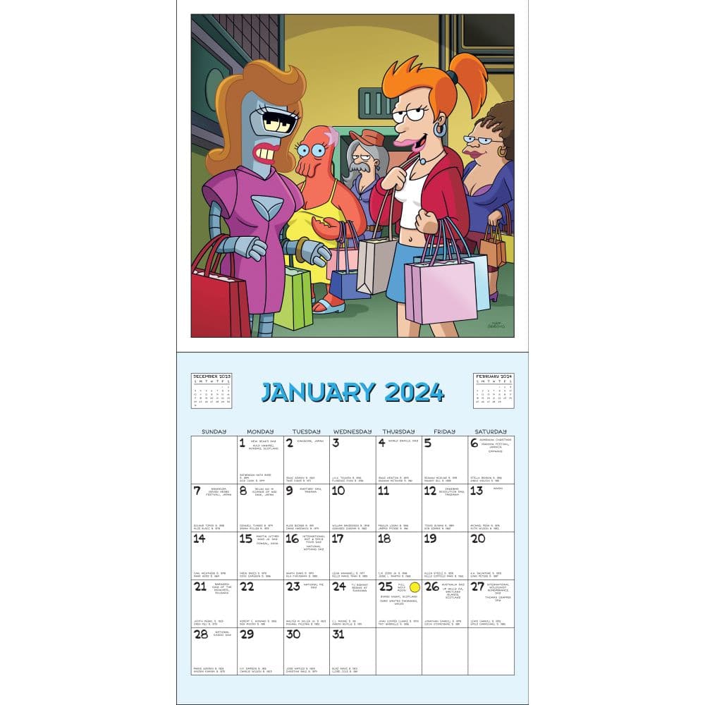 Futurama 2024 Wall Calendar January