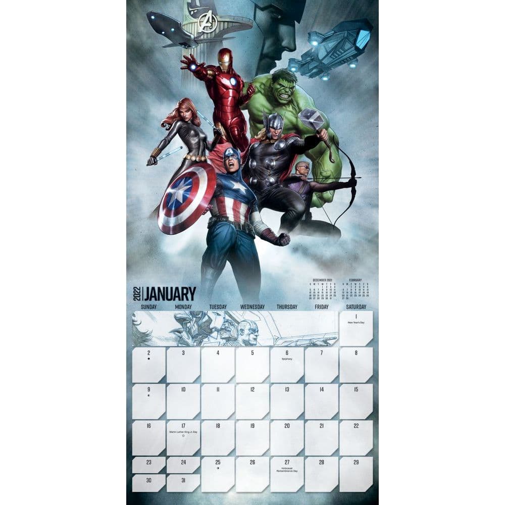 Marvel Avengers 2022 Mini Wall Calendar