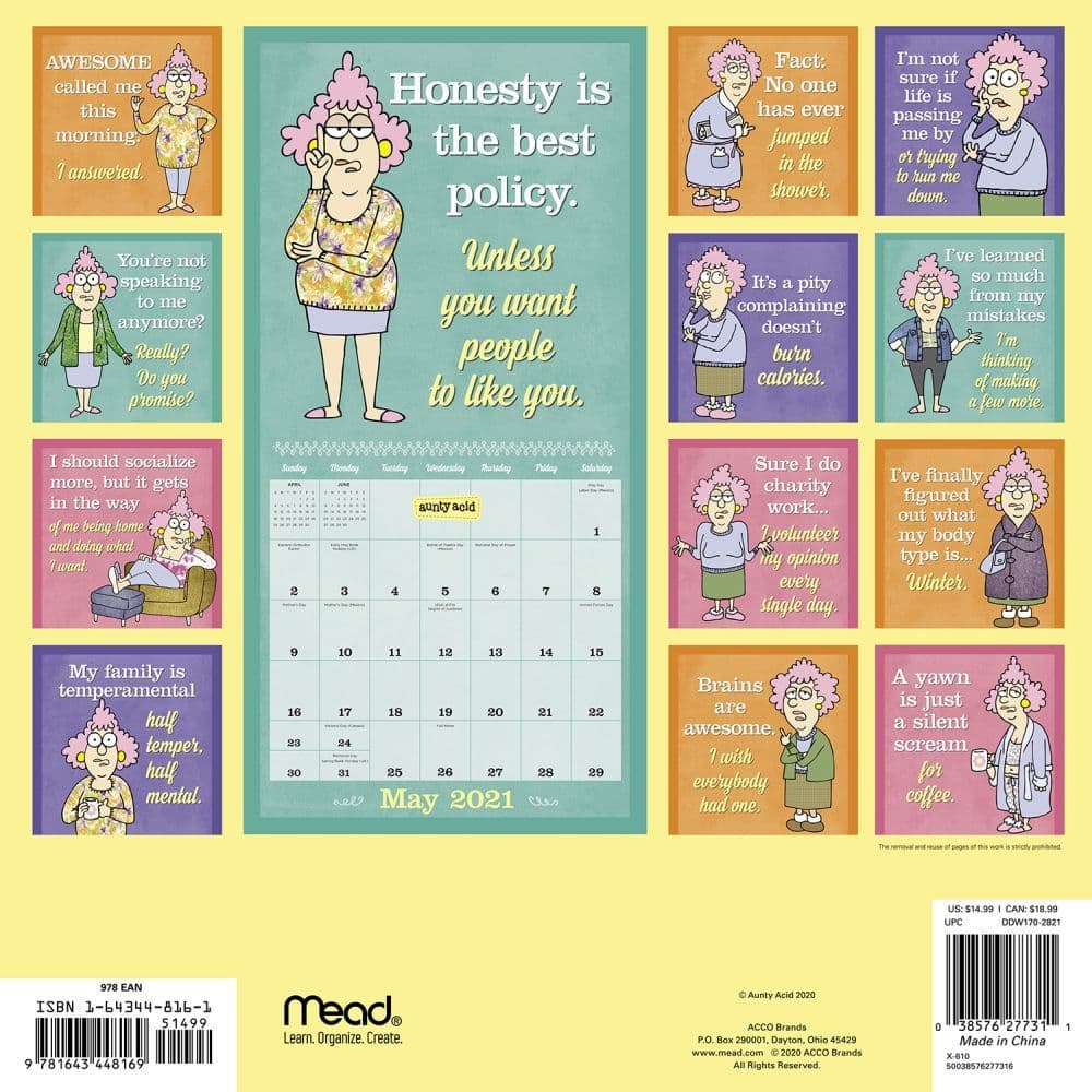 Aunty Acid Wall Calendar - Calendars.com