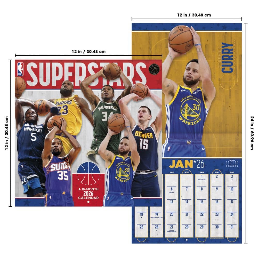 NBA Superstars 2026 Wall Calendar Sixth Alternate Image