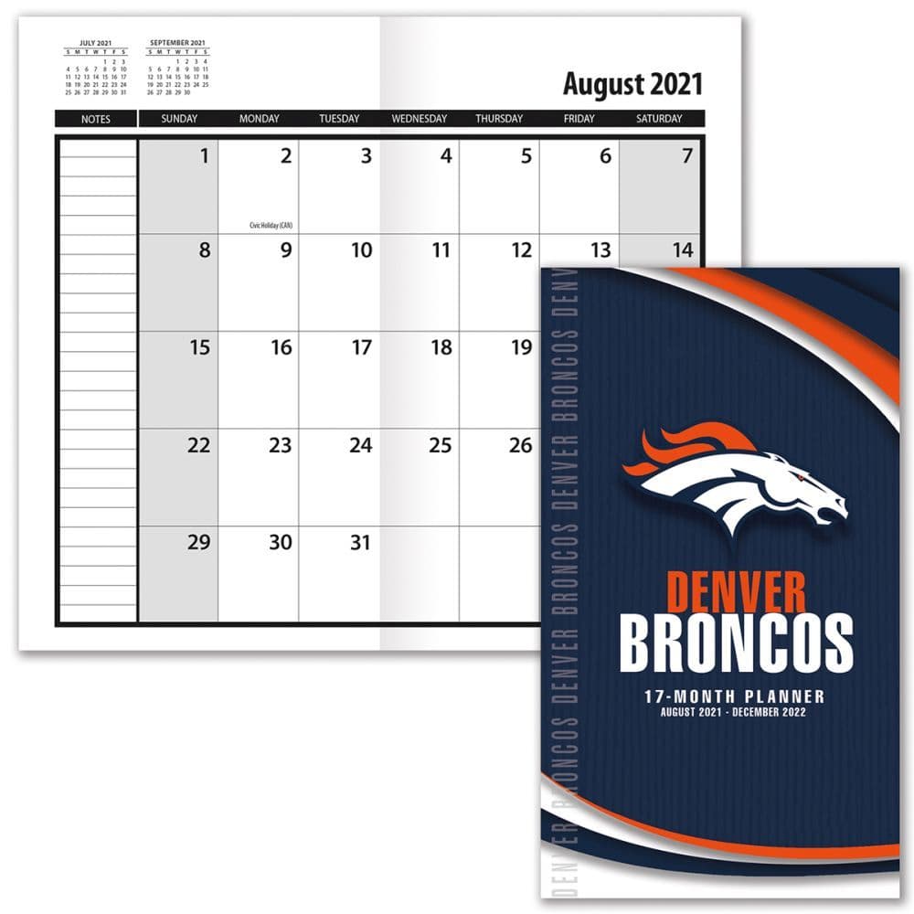 Denver Broncos 2022 17-Month Pocket Planner - Calendars.com