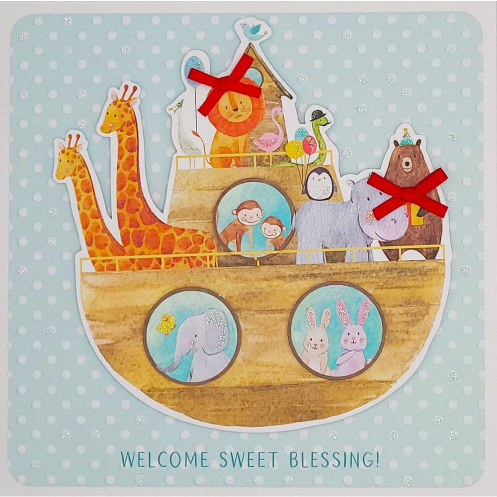 Noahs Ark Baby Congratulations Card Alt1