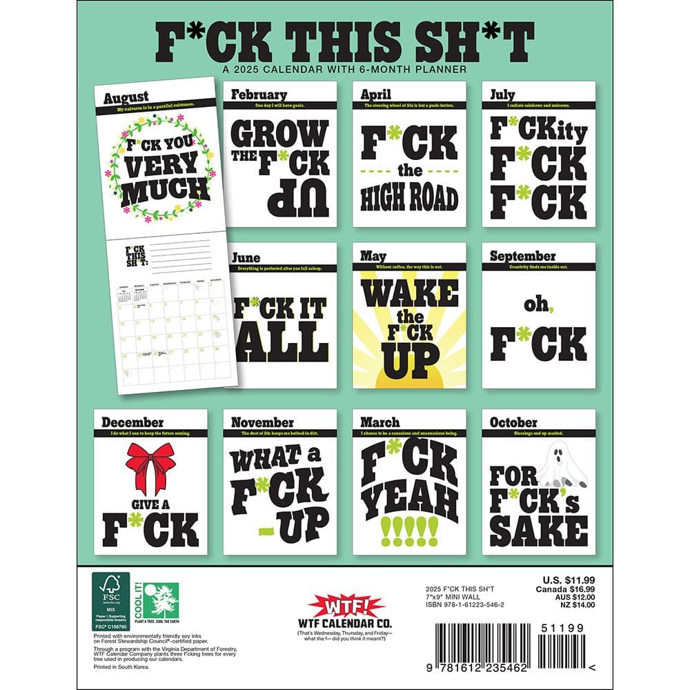 Fck This Sht BIG 2025 Mini Wall Calendar First Alternate Image width=&quot;1000&quot; height=&quot;1000&quot;