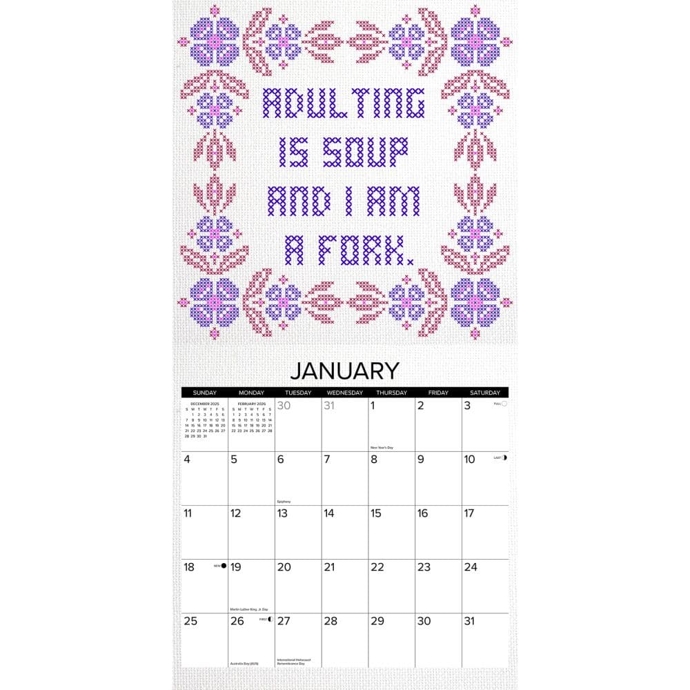 Bitchin Cross Stitchin 2026 Wall Calendar Second Alternate Image