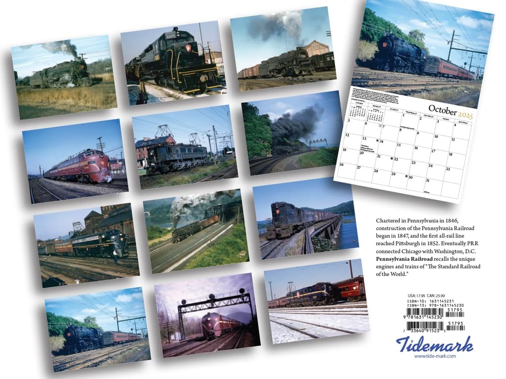 Pennsylvania Trains Railroad 2025 Wall Calendar back 