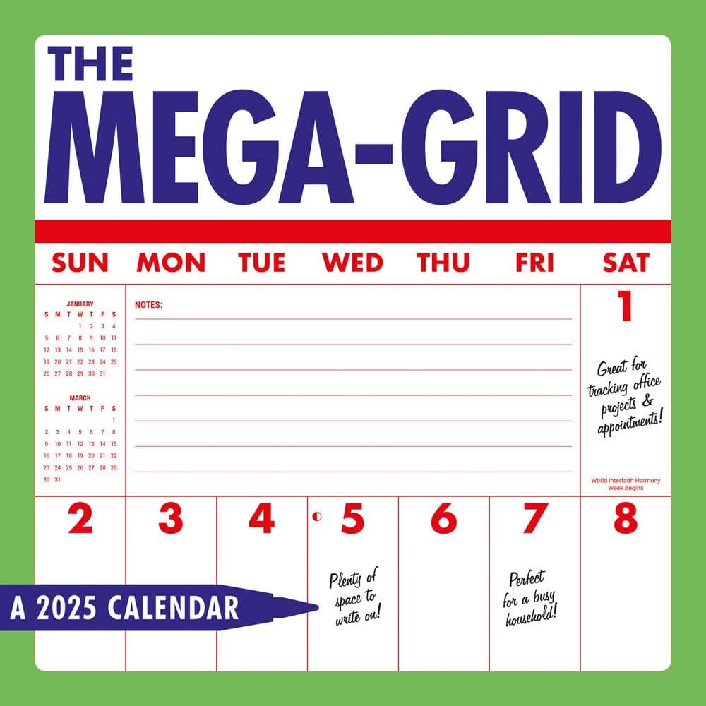 Mega Grid 2025 Wall Calendar Main Image