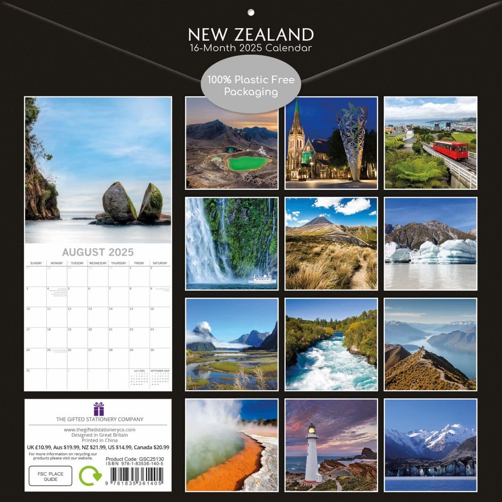 New Zealand 2025 Wall Calendar