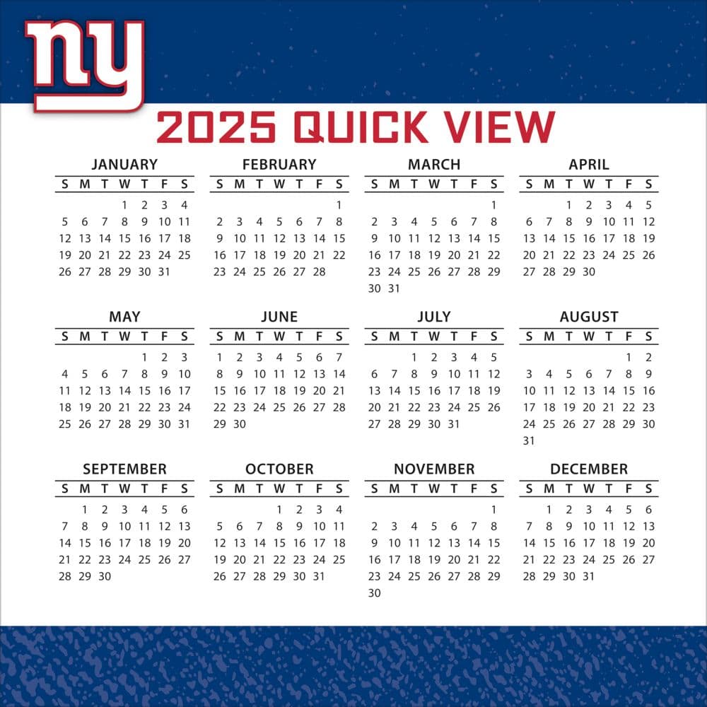 NFL New York Giants 2025 Desk Calendar Third Alternate Image