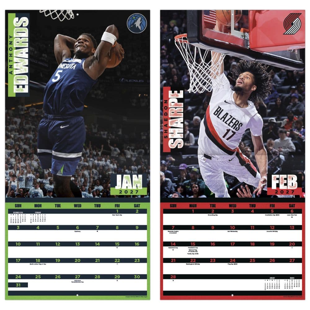 NBA Dunks 2027 Wall Calendar Fifth Alternate Image