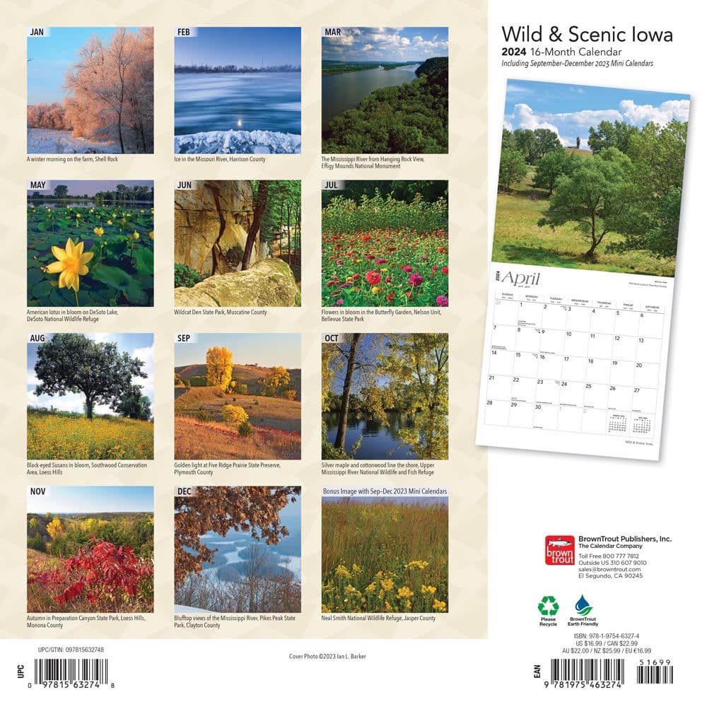 Iowa Wild and Scenic 2024 Wall Calendar