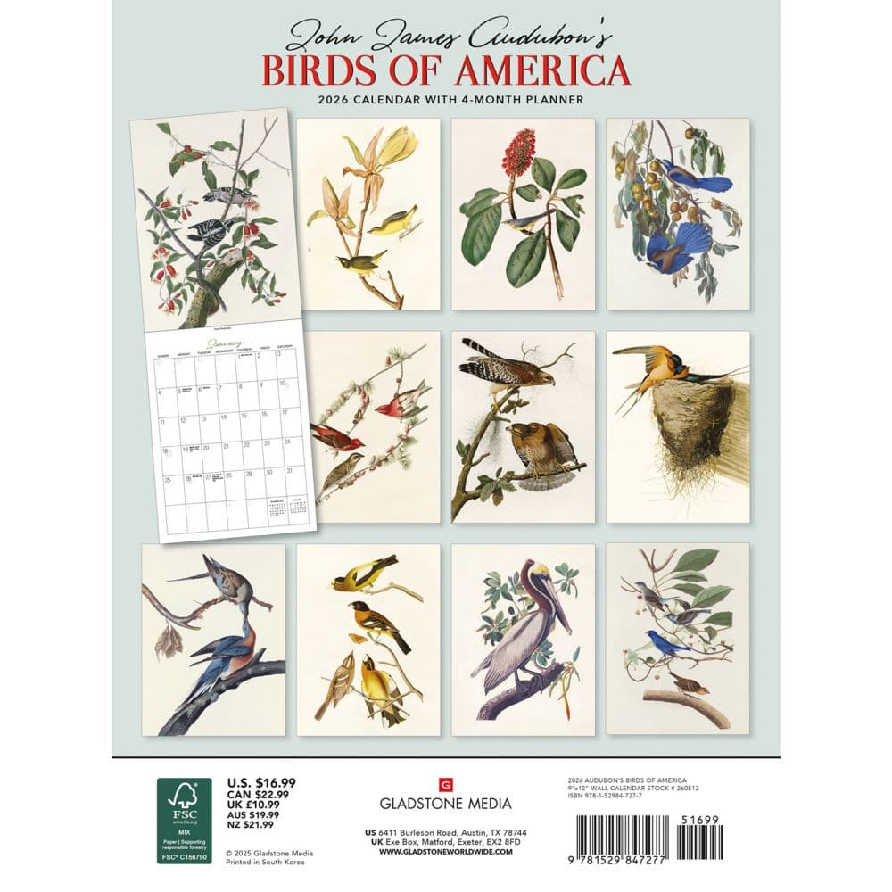Audubon Birds of America 2026 Wall Calendar First Alternate Image