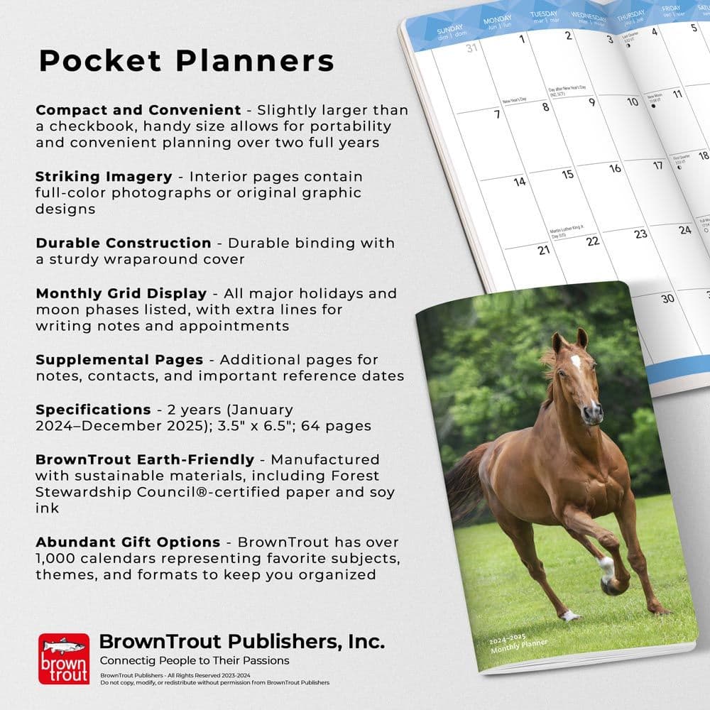 Horses Lovers 2 Year Pocket 2024 Planner Fourth Alternate Image width=&quot;1000&quot; height=&quot;1000&quot;