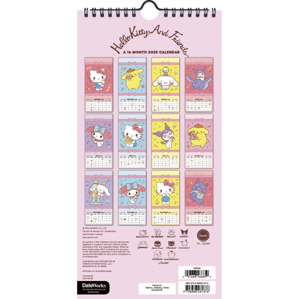Hello Kitty and Friends 2025 Slim Wall Calendar First Alternate Image width=&quot;1000&quot; height=&quot;1000&quot;