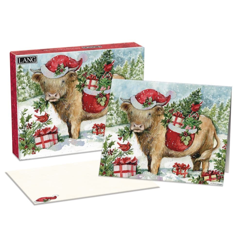 Holiday Highland Cow Boxed Christmas Cards Main Product Image