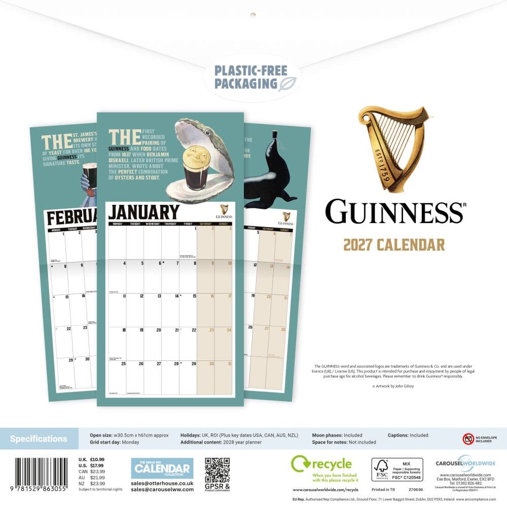 Guinness 2027 Wall Calendar First Alternate Image