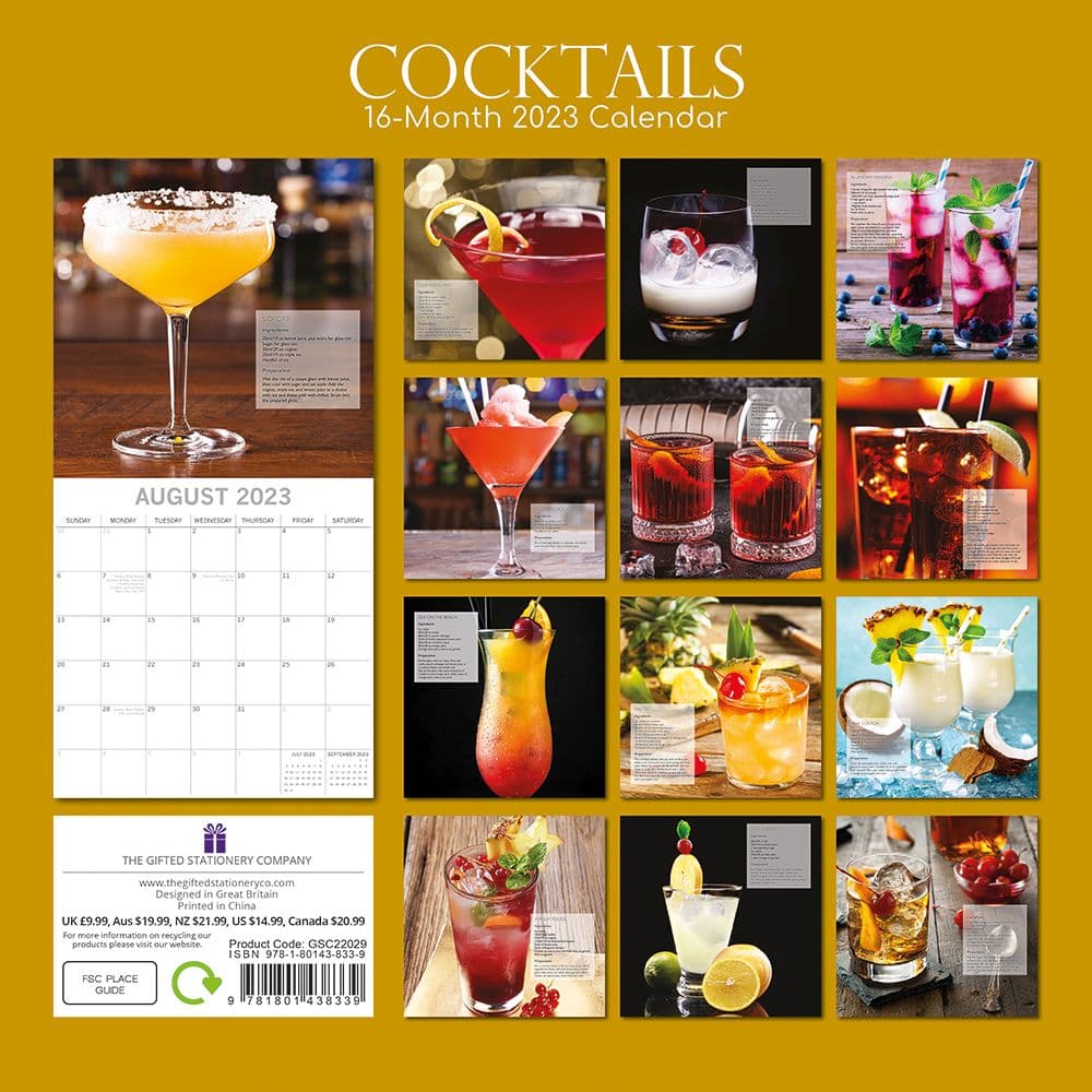 Cocktails 2023 Wall Calendar - Calendars.com