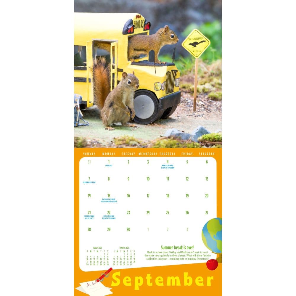 Secret Life of Squirrels 2025 Mini Wall Calendar Fourth Alternate Image