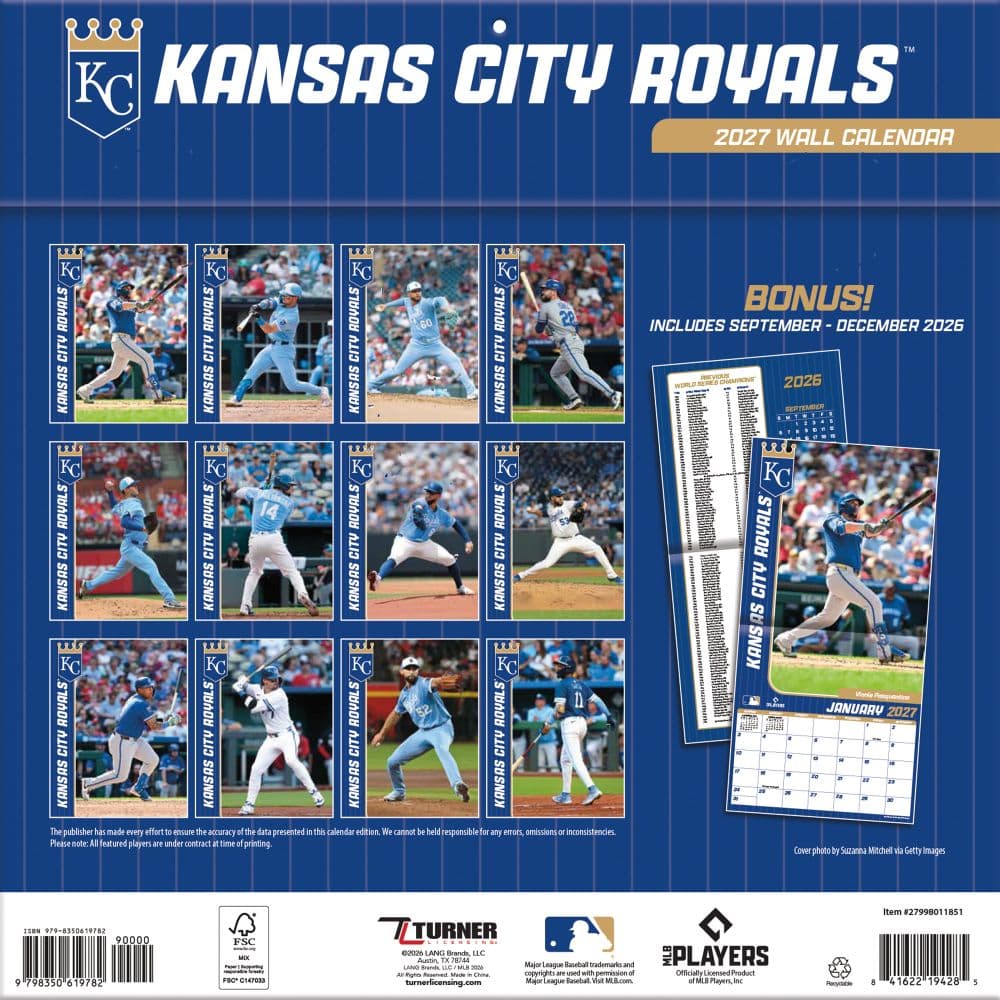 MLB Kansas City Royals 2027 Wall Calendar First Alternate Image
