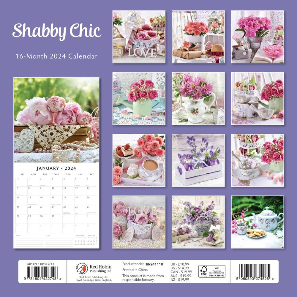 Shabby Chic 2024 Wall Calendar First Alternate Image width=&quot;1000&quot; height=&quot;1000&quot;