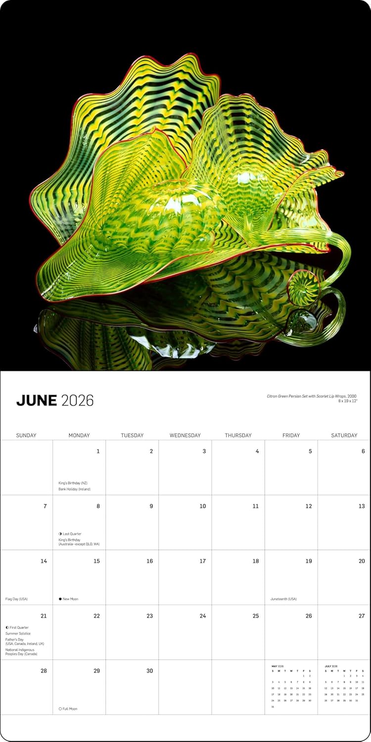 Chihuly 2026 Wall Calendar Interior 2
