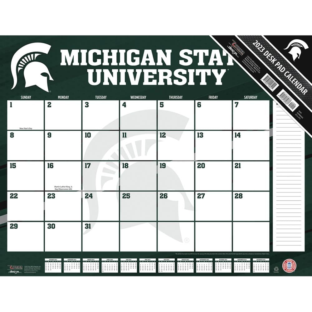 Turner Sports Michigan State Spartans 2023 Desk Pad Calendar