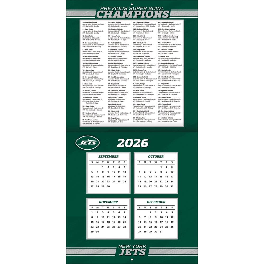 NFL New York Jets 2027 Wall Calendar Second Alternate Image
