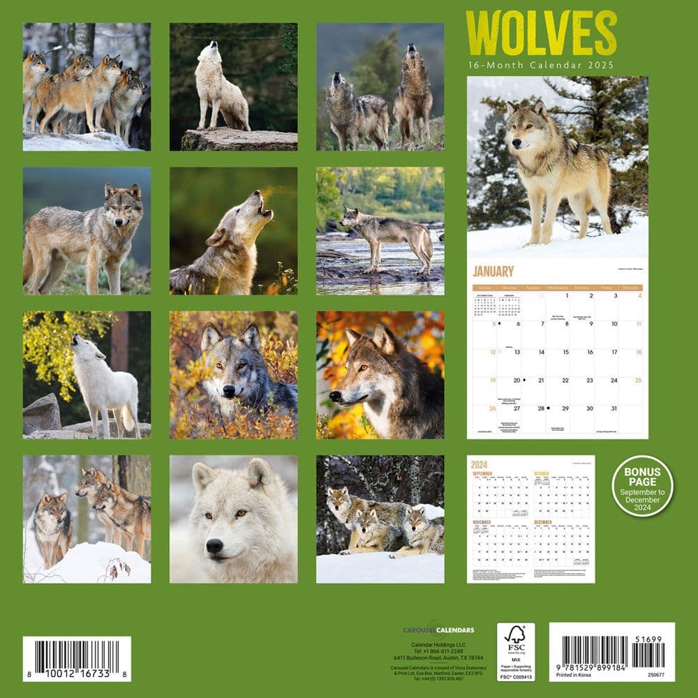 Wolves 2025 Wall Calendar