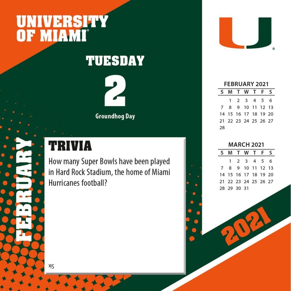 Miami Hurricanes Desk Calendar