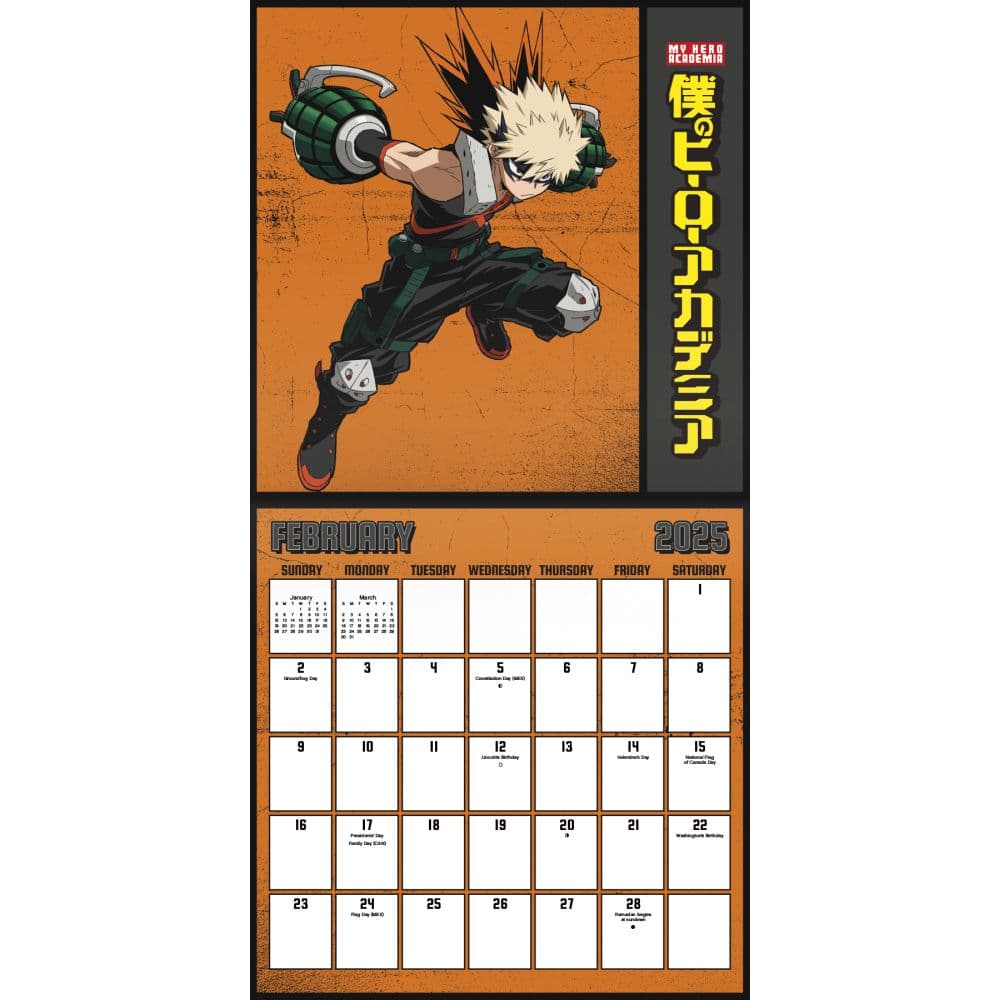 My Hero Academia 2025 Wall Calendar Alt2