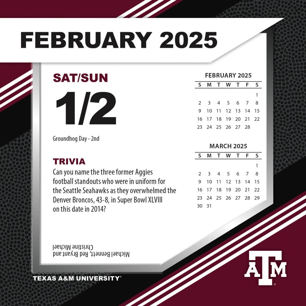 Texas A and M Aggies 2025 Desk Calendar Alt3