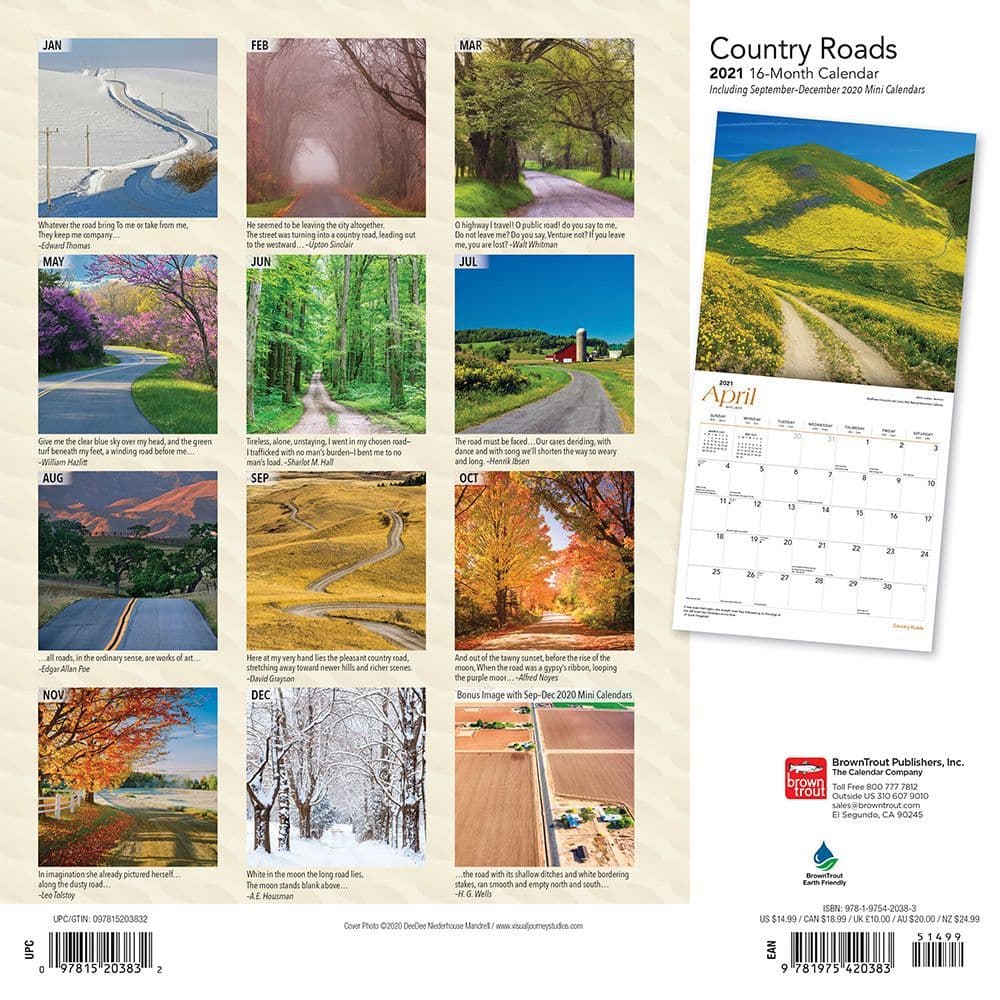 Country Roads Wall Calendar