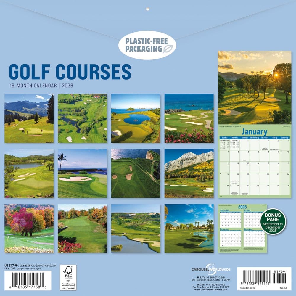 Golf Courses Photo 2026 Wall Calendar First Alternate Image