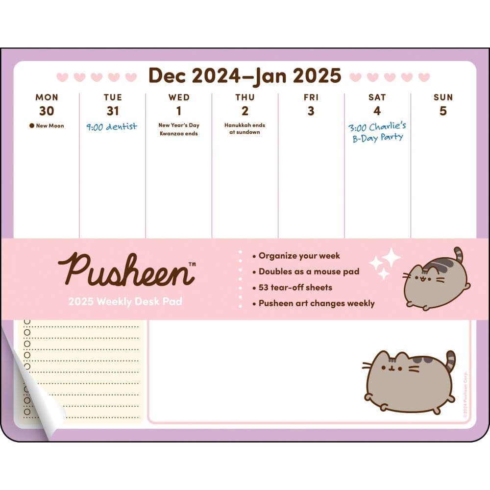 Pusheen 2025 Weekly Desk Pad Calendar