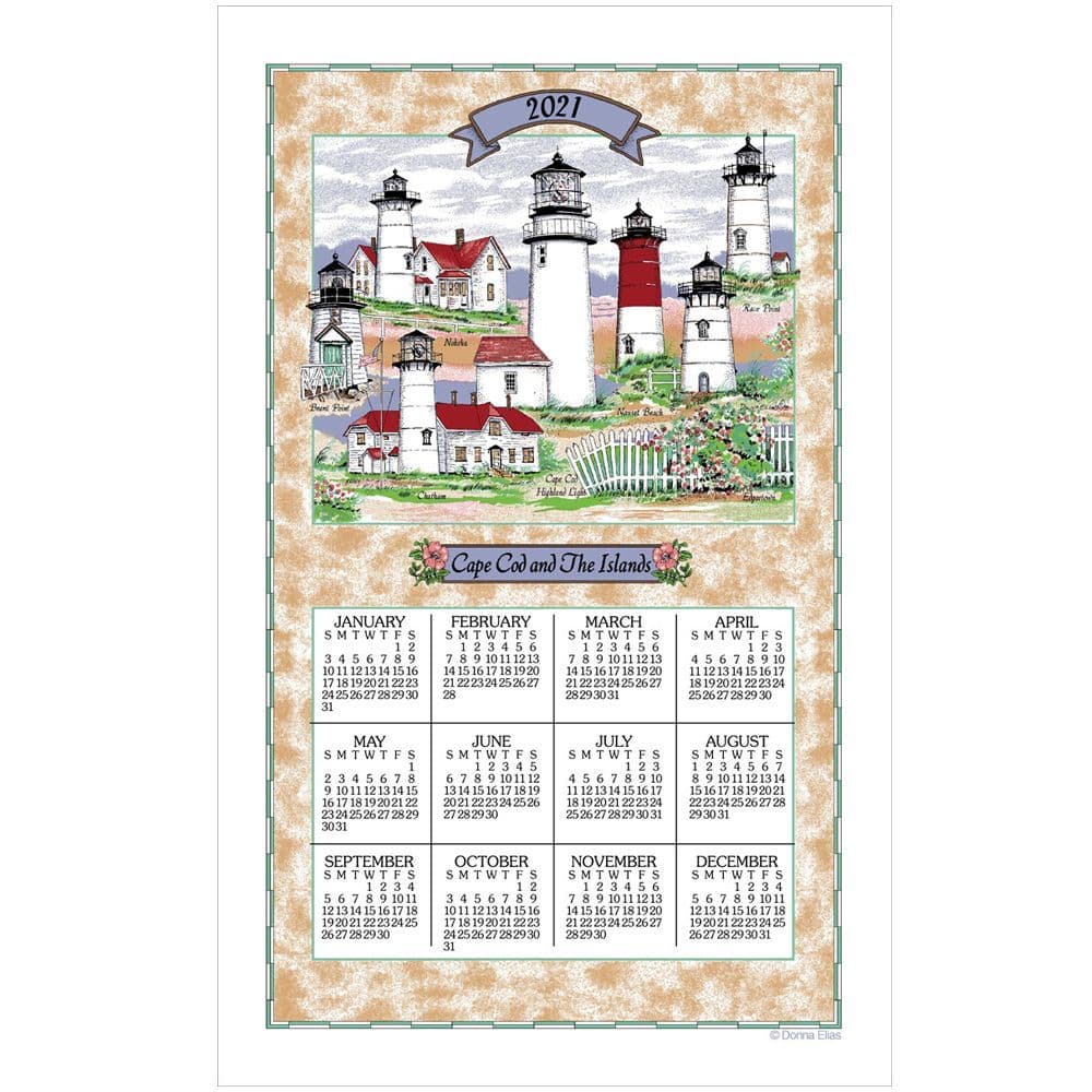 Cape Cod Lighthouses Towel Calendar