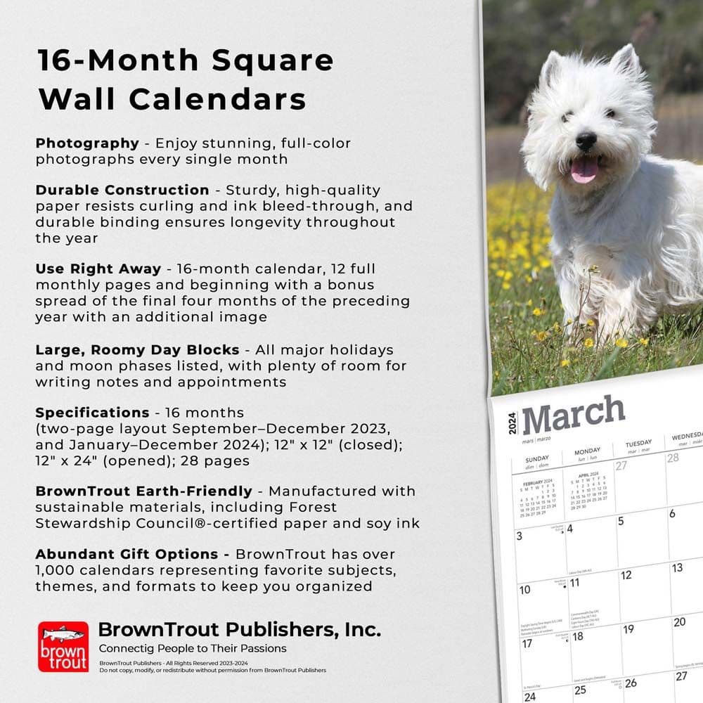 West Highland White Terriers  2024 Wall Calendar Alternate Image 4