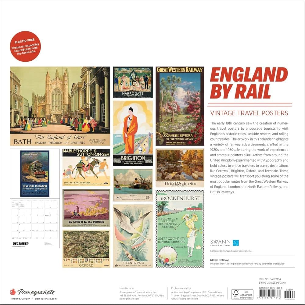 England by Rail Vintage Travel Posters 2027 Wall Calendar First Alternate Image