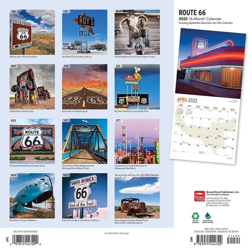 Running 66 Calendrier 2023 Route 66 2022 Wall Calendar - Calendars.com