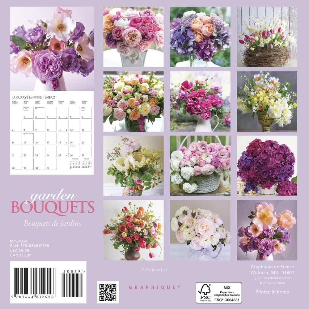 Garden Bouquets 2024 Mini Wall Calendar