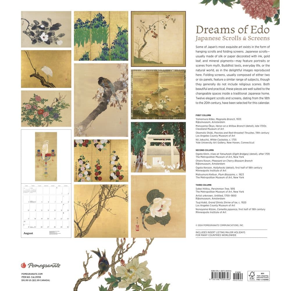 Japanese Scrolls and Screens 2025 Wall Calendar