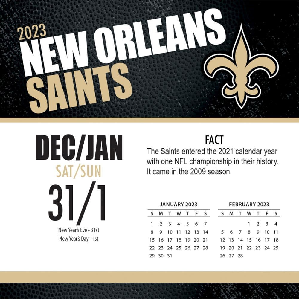 New Orleans Saints 2023 Desk Calendar