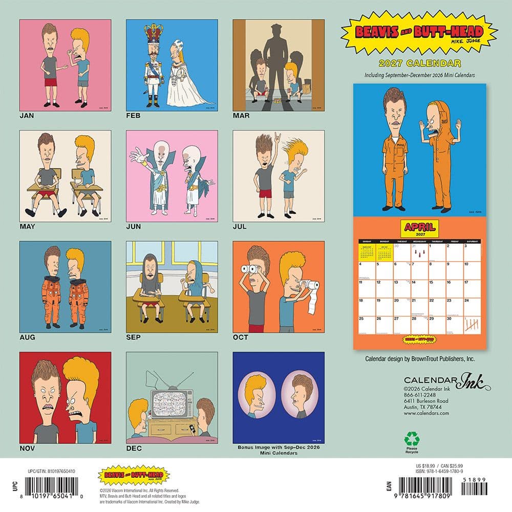 Beavis and Butt-head 2027 Wall Calendar First Alternate Image